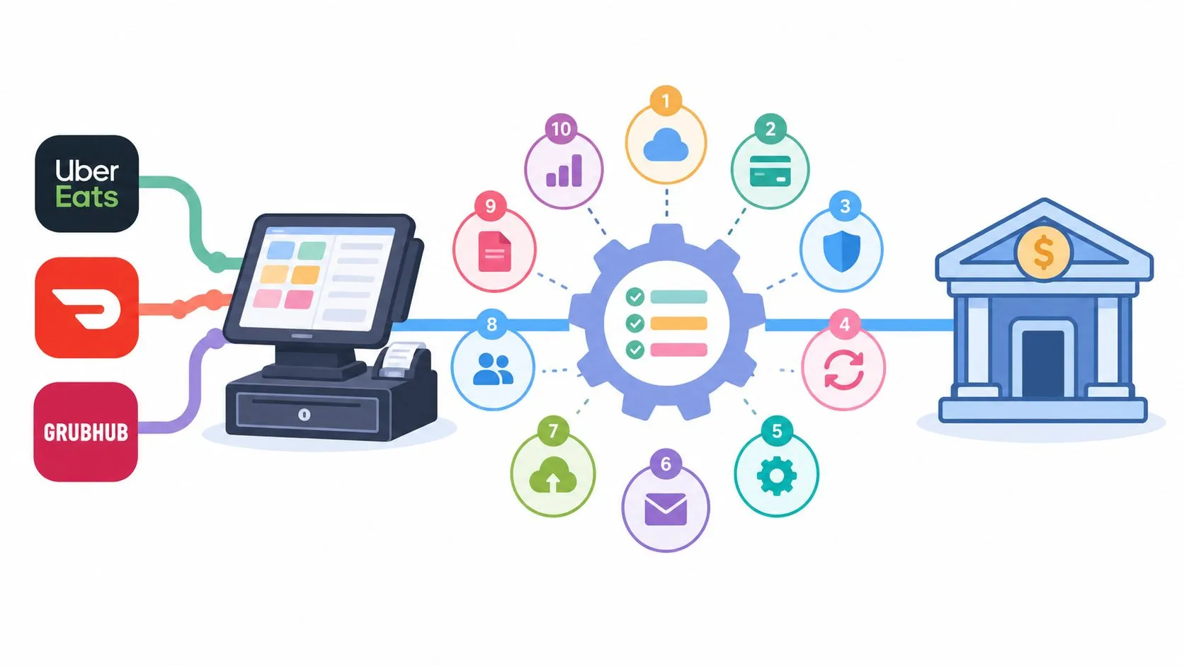 Comparison chart of payment reconciliation software for Clover and Square, highlighting fees, integrations, and