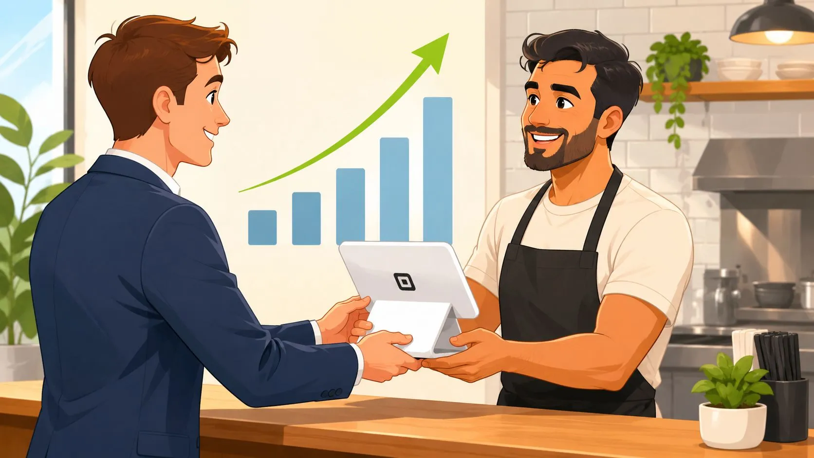 Illustration depicting reselling Square POS systems with partnership and business growth themes for 2026.