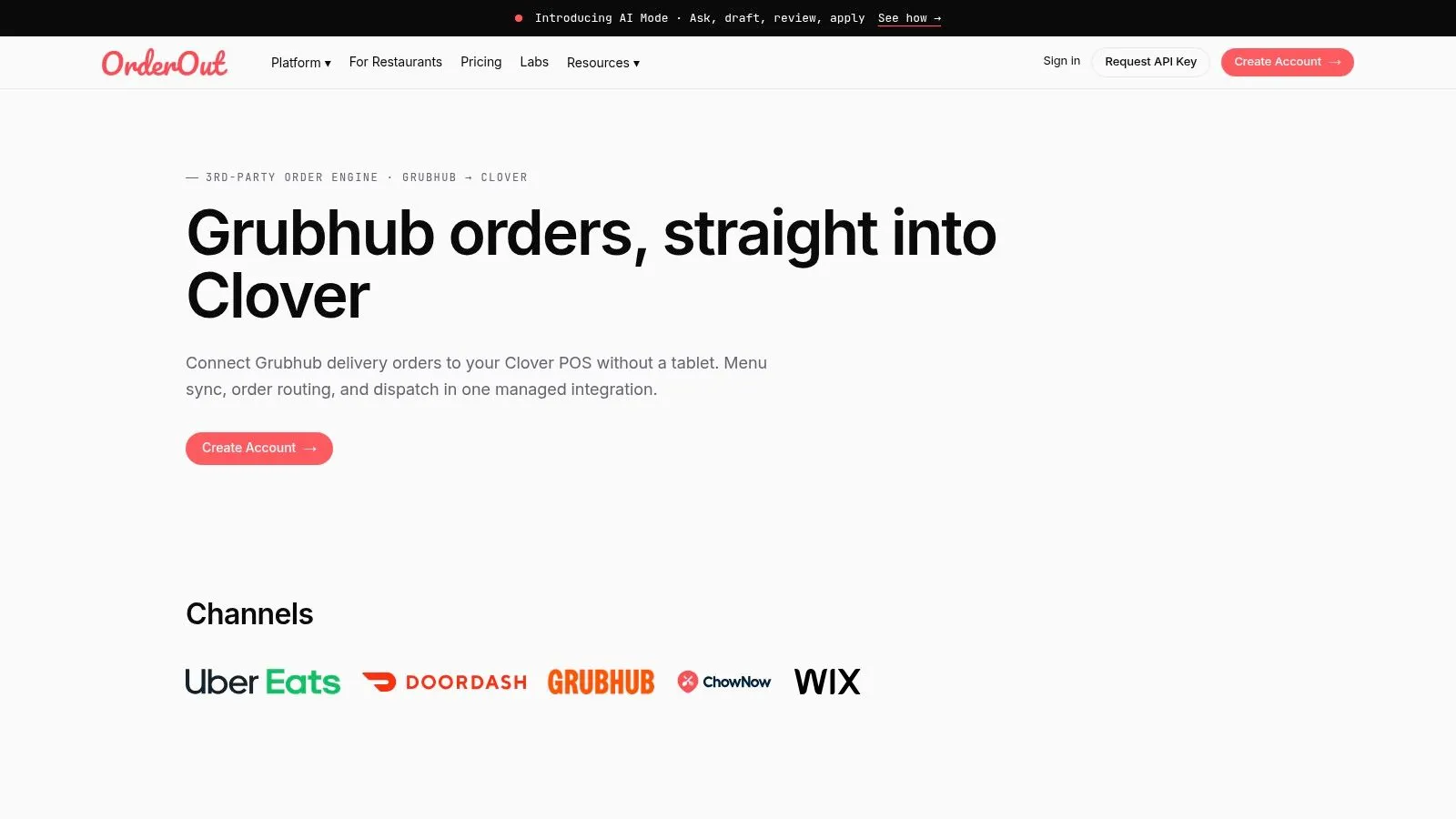 Screenshot from https://www.orderout.co/solutions/3rd-party-order-engine/GrubHub/Clover