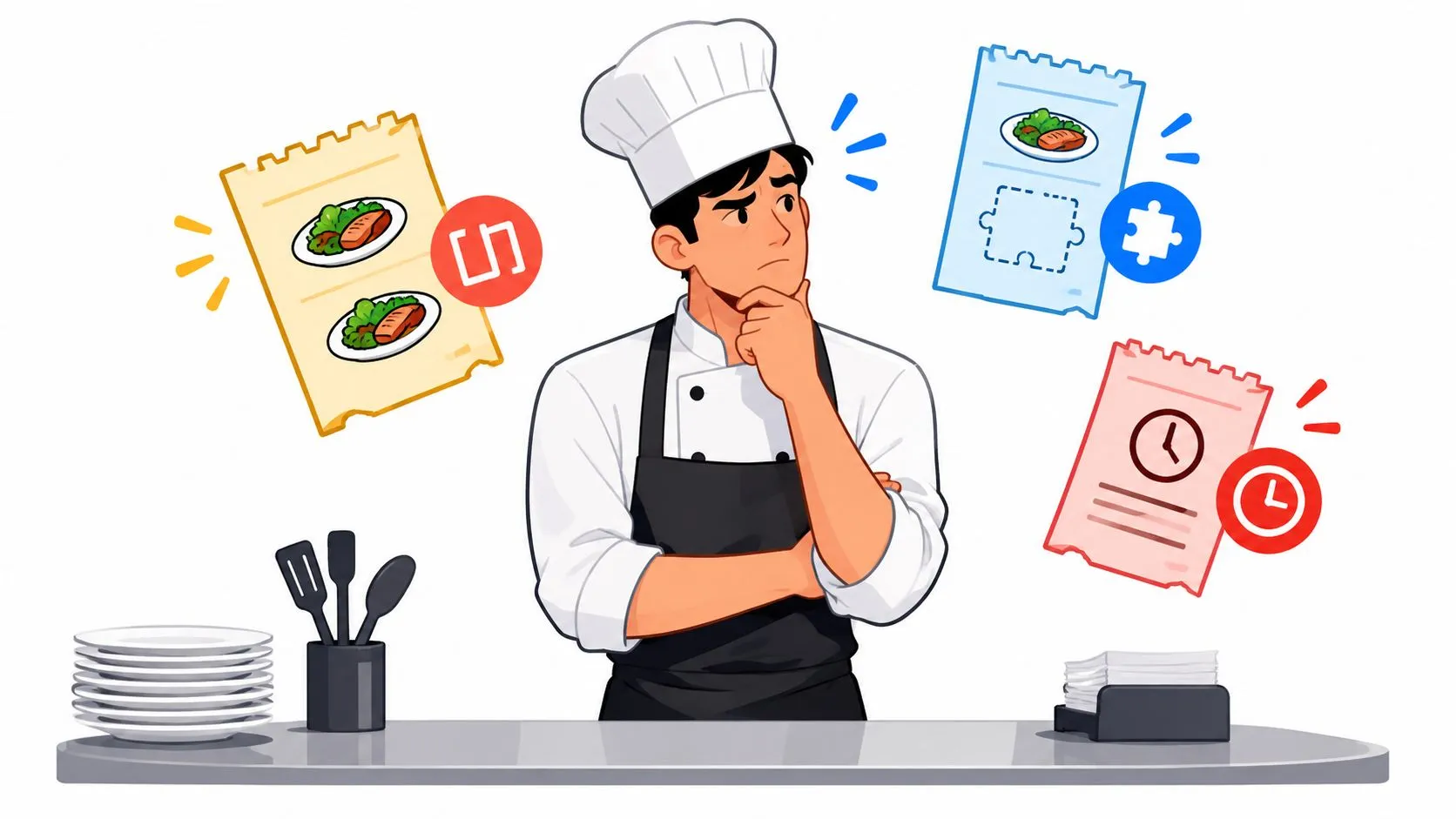 A restaurant staff member checks an order on a tablet, highlighting delivery-to-POS integration for accuracy.