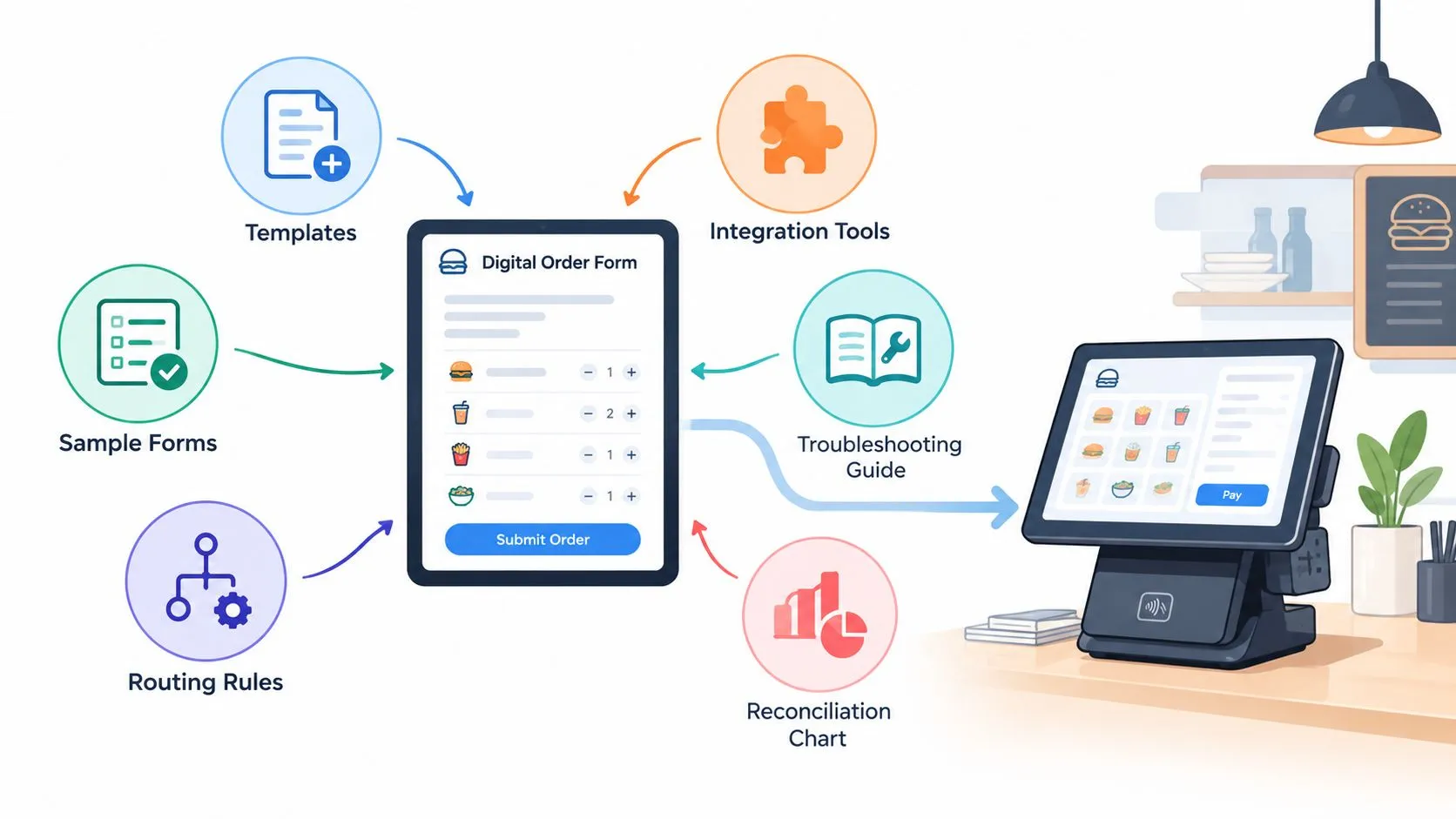 Six resources for routing order forms, showcasing marketplace orders and POS integration tools.