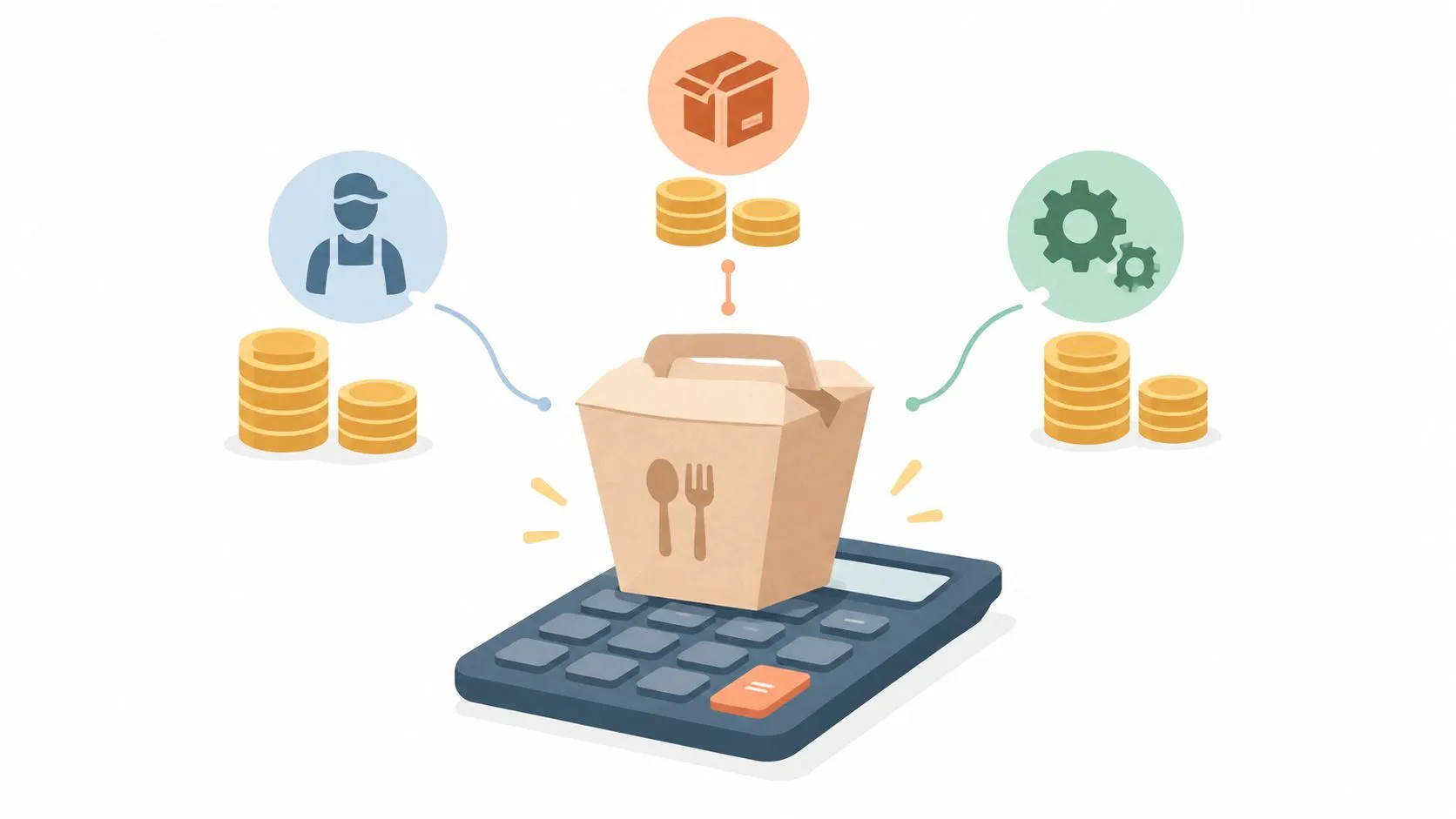 Illustration showing cost breakdown of order fulfillment for restaurants, highlighting fees, labor waste, and Clover