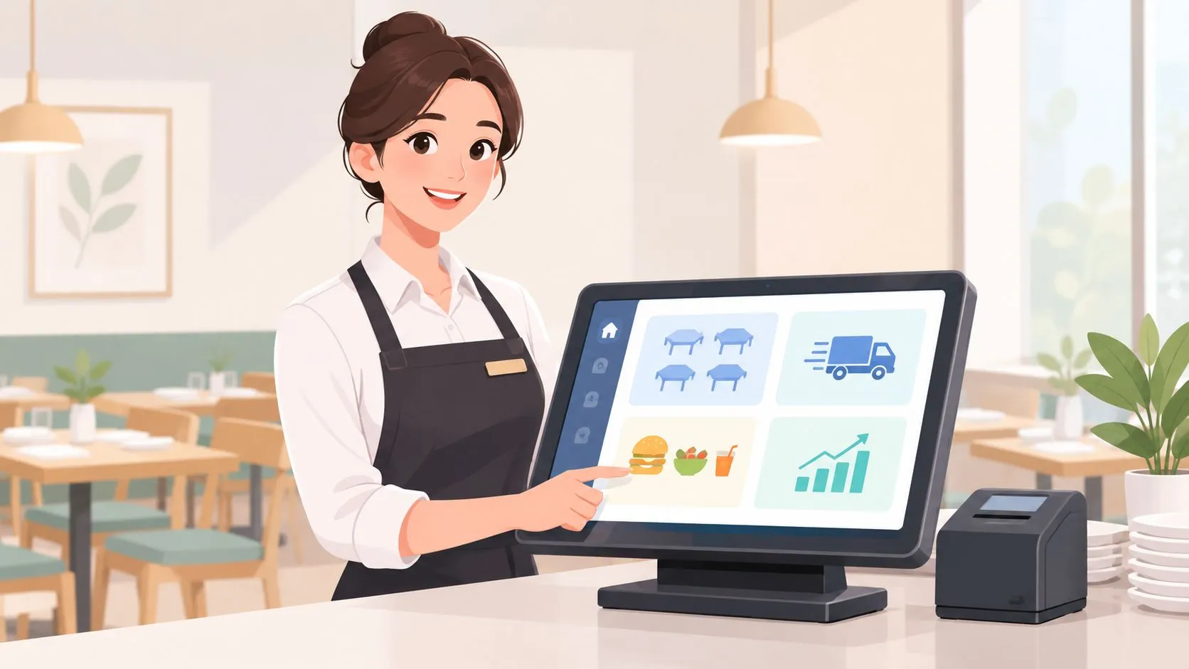 Diagram illustrating restaurant manager POS features and workflows for efficient operations and delivery integration.