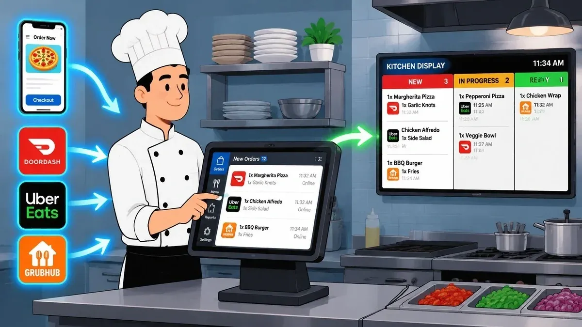 Infographic illustrating on demand fulfillment process for restaurant delivery operations