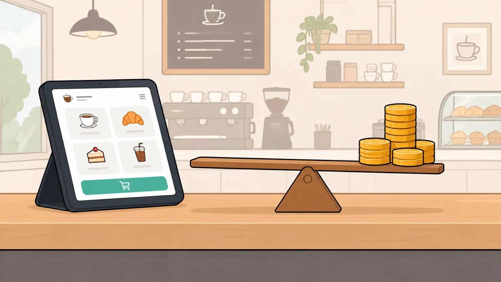 Calculator and restaurant icons representing online ordering system costs and pricing models for 2026.