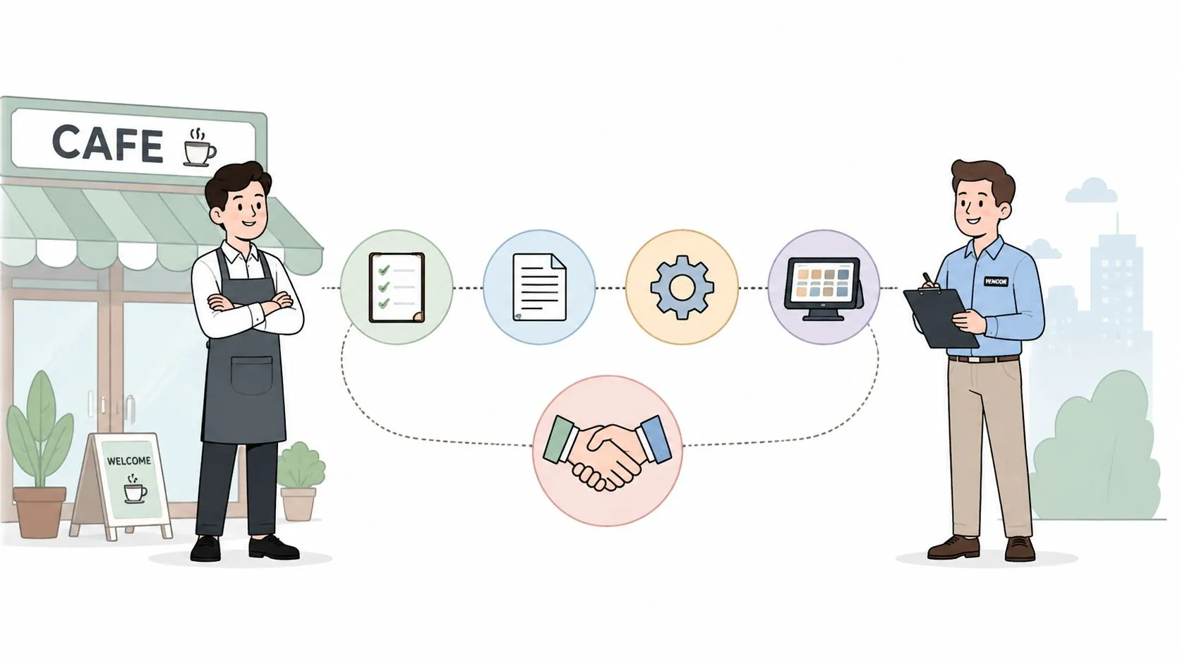 Flowchart illustrating vendor onboarding stages and key components for restaurants.