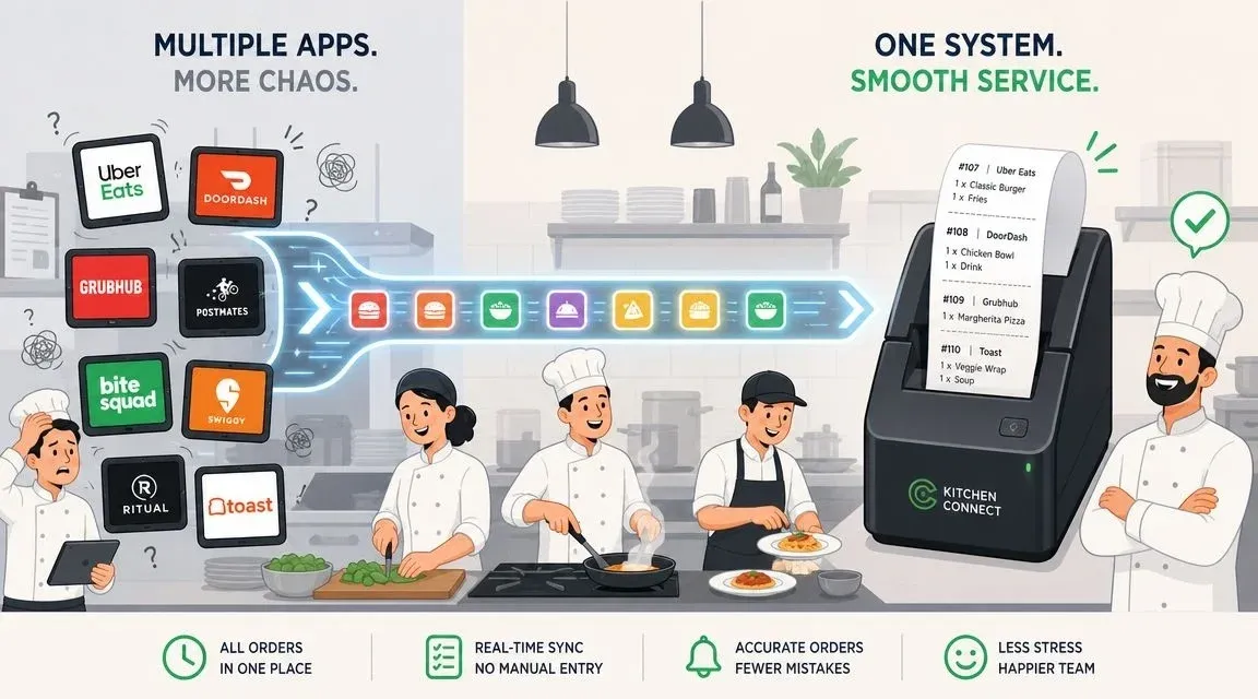 Order processing automation streamlines restaurant orders into a single POS system for efficiency and accuracy.