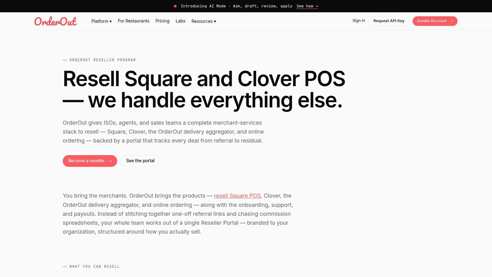 Screenshot from https://www.orderout.co/reseller