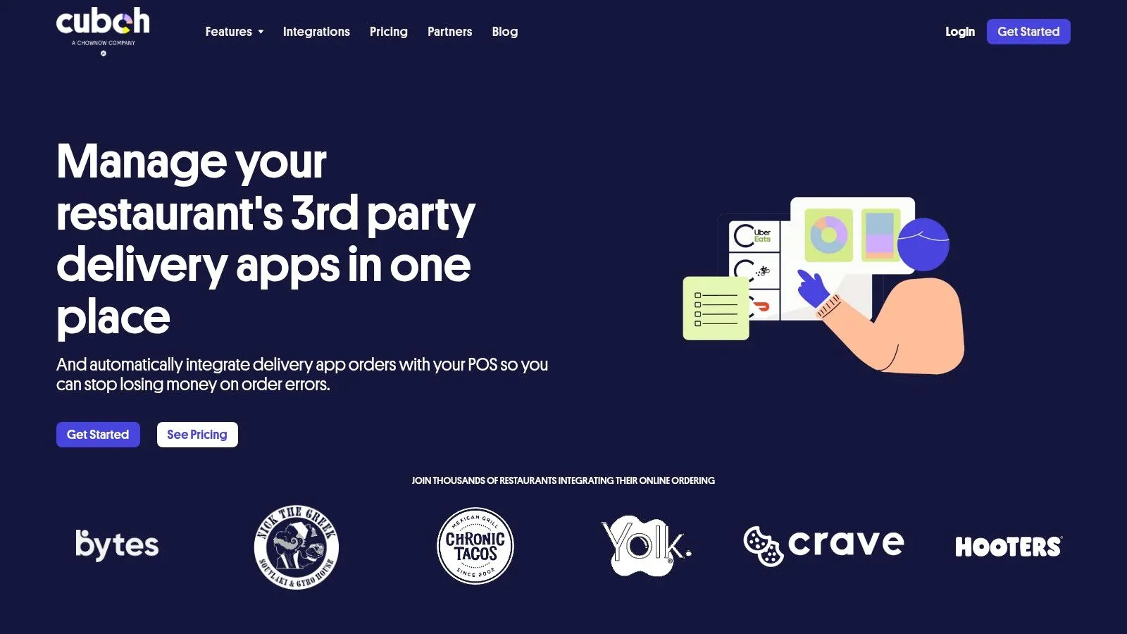 Cuboh delivery management interface for restaurant operators
